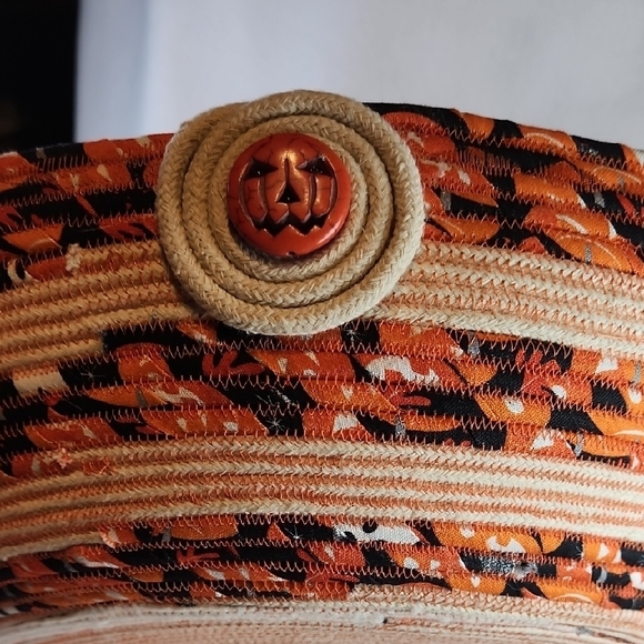 Halloween Themed Decorative Basket - Orange and Black Woven Rope - Picture 5 of 10